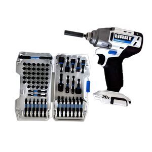 HART 20-Volt Cordless Impact Drill and 60 PC Bits w/Case, Battery NOT included
